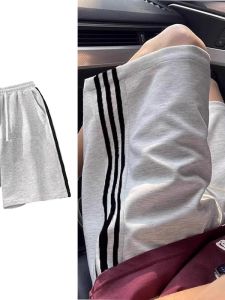 Quần Short Nam Dáng Rộng Thoải Mái Mùa Hè Phong Cách Đường Phố Quần Short Sọc Ba Sọc Có Dây Rút Cỡ Lớn 300 Pound