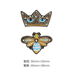 Lingxin Made Indian Silk Handmade Embroidery Crown Bee Brooch Corsage Badge Stylish Exquisite Pin Accessories Trendy