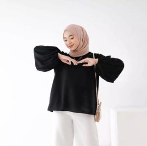Delina Blouse: Atasan Balon Tangan Panjang & Model Baru Wanita 2022