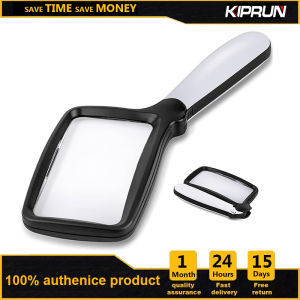 KIPRUN Magnifying Glass with Light 3X Large Rectangle Reading Magnifier with Dimmable 5 LED Lights for Reading Optical Instrument Magnifier Loupe