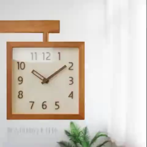 Wall Clock Wooden Clock Perfect Japanese Vintage Solid Wood Double-Sided Wooden Wood Wall Clock Two-Side Clock