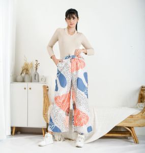 Celana Kulot Rayon Premium Hommyoutfit Motif Bunga Karakter