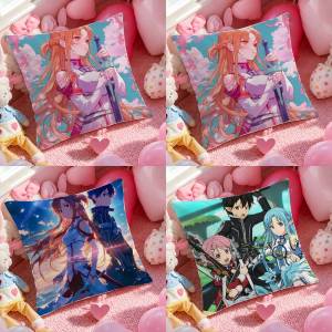 Bandai | Sword Art Online Fairy Dance Arc Plush Pillow Cover Soft Short Plush Cushion Cover For Sofa Bedroom Home Decor Gift Decoration