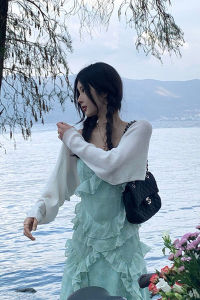 Knitted Sun-Proof Cardigan Womens Summer Thin Cape Sling Dress Outerwear Cover-up French Small Waistcoat Ice Silk Coat