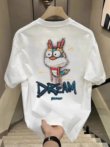 Summer New Mens Short Sleeve T-Shirt Pure Cotton Loose Fit round Neck Casual Stylish Printed Youth Fashion Breathable Tee