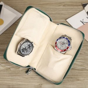 Da thật 2 khe cắm xem trường hợp dây kéo lưu trữ đồng hồ Pouch Handmade da saffiano xem bộ sưu tập hộp hiển thị đồng hồ Du Lịch Túi