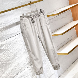 กางเกงลำลองผู้ชายสไตล์ย้อนยุคฤดูใบไม้ร่วง/ฤดูหนาว กางเกงขายาวทรงหลวมสไตล์ย้อนยุค กางเกงขายาวผ้าขนแกะกันลม กางเกงขายาวผู้ชายสีพื้น