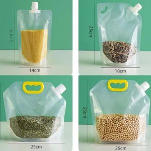 Portable Grain Storage Bag Airtight Containers With Handle Rotary Cover Large Capacity Grain Storage Pouch Fresh Keeping Bags