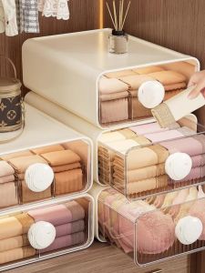 Japanese Style Plastic Storage Box Drawer Type Underwear Socks Lingerie Organizer Home Closet Three-In-One Storage Solution