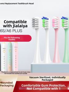 Electric Toothbrush Head Compatible with Jialaiya Fupai A6S plus Replacement Deep Cleaning Adult Hardness Grade Normal Size