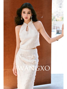 WANGXO | Áo Tunics Cổ Áo Dài Hoa Thêu Tự Nhiên Có Fringe Mềm Như Lụa