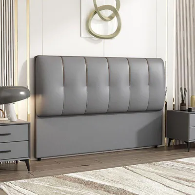 Modern Minimalist Hotel Bed Headboard Soft Padded Backrest Panel Tech Cloth Floating Bed Head Double Person Solid Wood Material