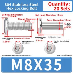 JINJUNTAI | 304 Stainless Steel Edge Beveled Lock Bolts And Studs