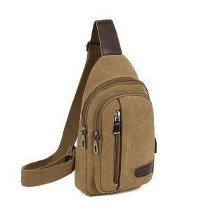 Fashionable Canvas Crossbody Bag for Men Youth Casual Style Single Shoulder Backpack with Zipper Closure Soft Handle Leisure Scene