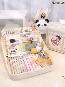 Pencil Case Large Capacity Aesthetic Standable Student pencil box ins style Pen Case kotak pensel capcity 90°opening