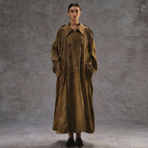 Tomorrow Artist Long Oversized Artistic Style Coat Ultra Lengthened Loose Windbreaker Womens Spring Fashion Polyester Fiber