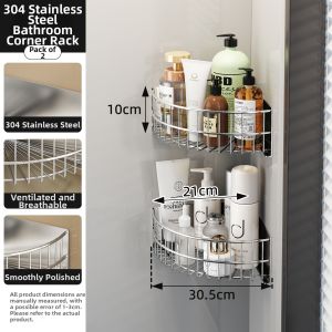 Stainless Steel Drill-Free Bathroom Shelf