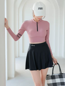 [H2O] Swimsuit Female Fashion Long Sleeve Sun Protection Hot Spring Split Conservative Skirt Slim Looking Belly Covering Boxer Swimming Class