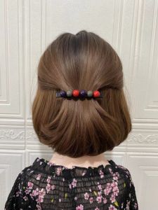 Womens 2025 New Spring High End Short Hair Half Updo Hair Clip Spring Loaded One Word Clip Back of Head Short Perm Hair Clip