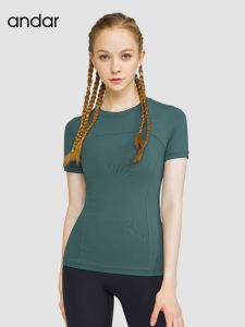 Andar Womens Short Sleeve Yoga T-shirt Moisture Absorbent Quick Drying Slim Fit Breathable Fitness Sportswear for Running