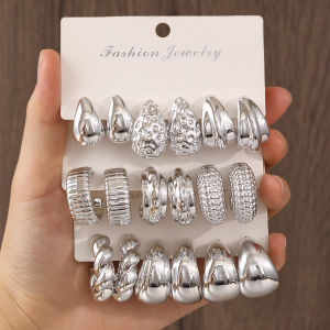 Elegant Water Drop C-shaped Hoop Earrings Irregular Personality CCB Earrings Versatile Womens Daily Wear Dating Party Jewelry