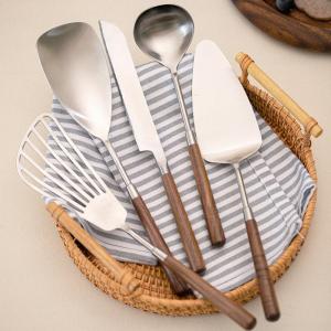 Rustic Stainless Steel Walnut Wood Kitchen Utensils