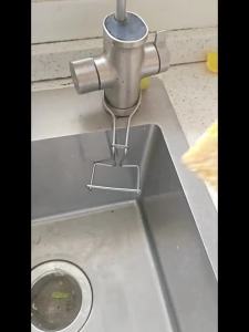 Kitchen Sink Sponge and Steel Organizer Rack Stainless Steel Sponge Drying Rack Sink OrganizerSteel Wire Ball Sponge Drain Rack