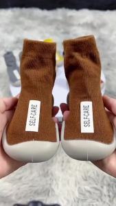Infant Baby Shoes Newborn First Walkers Boy Girl Kids Solid Color Soft Knit Baby Sock Shoe Anti-slip Rubber Sole Toddler Booties