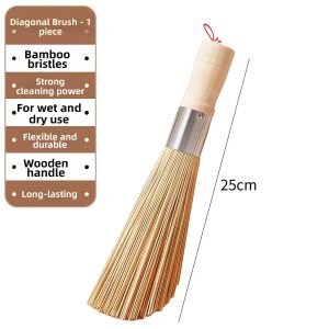Bamboo Pot Scrub Brush Kitchen Tool
