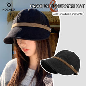 HOZADA Women Fisherman Hat Sun Cap Sun Hat Large Brim Corduroy Cap Women Ponytail Baseball Cap Sunscreen Cap Autumn Winter Outdoor Sports Sun Protection Hat Can Wear Mask for Outdoor Travel