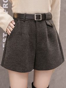 Quần Short Nhung Kẻ Cỡ Lớn Cho Nữ Mùa Thu Đông Quần Ống Rộng Cạp Chun Thường Ngày Quần Đi Làm Quần Đi Chơi