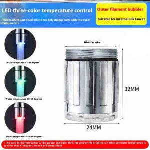 Thiết bị sục khí vòi nước điều chỉnh nhiệt độ với màn hình LED gấu bay với ánh sáng ba màu để tiết kiệm nước