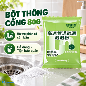 Bột Thông Cống Sinh Học 80g – Hỗ Trợ Thông Tắc Bồn Cầu Bồn Rửa Bát Làm Sạch Và Khử Mùi Đường Ống