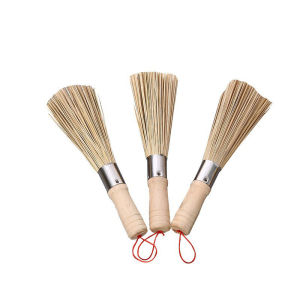 B.F. Bamboo Wok Brush Cleaning Brush Wooden Handle for Cleaning Dishes Cast Iron Pots Pans