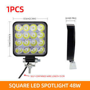 1pcs 48W Car LED Bar Worklight MINI 16SMD Round Square Work Light 12V Auto Light Fog Lamp off Road for ATV SUV Spotlight