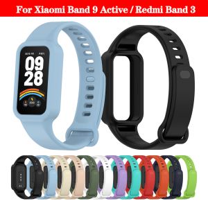 Silicone Strap+Case For Xiaomi Mi Band 9 Active Smartwatch Strap Bracelet For Mi Band 8 Active Replacement Watchband Accessories