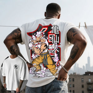 Bandai | Dragon Ball Summer Mens T-Shirt Japanese Anime Master Roshi Autumn Inside Boy Childrens Parent-Child Sports Trend Short Sleeve