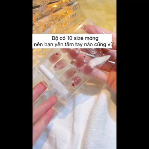 Bộ móng tay giả ngắn trơn - R 376 - sang trọng dễ thương cho nữ màu hồng trái tim - Kèm keo SILICON dán móng CÓ ẢNH SP THẬT
