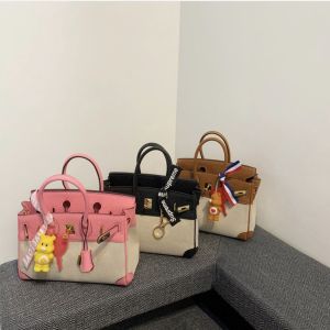 กระเป๋าผ้าแคนวาสแพลตตินัมสําหรับผู้หญิง - กระเป๋าสะพายข้างหนังแท้คุณภาพส่งออกเกาหลีเย็บปะติดปะต่อกัน