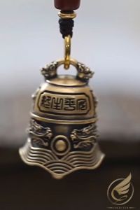 Móc Khóa Đồng Phong Thủy Chuông Đồng Song Long Chầu Nguyệt Đồng Thau Nguyên Chất - Đồ Đồng Thuận Tâm