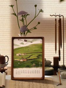 Creative Wooden Desktop Calendar Artistic Style Palace Museum Theme New Year 2026 Monthly Planner Decorative Ornament