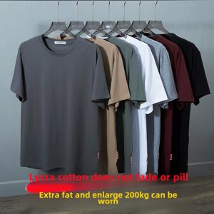 plus Size Mens T-Shirt Loose Fit Cotton Lycra Short Sleeve round Neck Printed Casual Top Breathable Summer Shirt for Fat Men