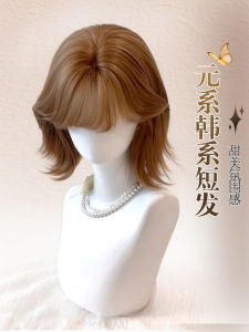 Natural Short Hair Wig Womens Full Head Covering Fake Hair Bangs Princess Lolita Soft Girl Style Straight Hair Basic Packaging