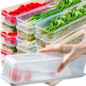 กล่องจัดระเบียบต้นหอมขนาดใหญ่ / ภาชนะเก็บความสดเกรดอาหารสำหรับเส้นก๋วยเตี๋ยว พาสต้า ผลไม้ ผัก / กล่องปิดผนึกตู้เย็นพร้อมฝาปิด / กล่องเก็บของพลาสติกใสสำหรับตู้เย็น