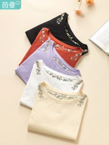 Áo Thun Cotton Cổ Tròn Tay Ngắn Mùa Hè Mới Cho Nữ Phong Cách Mới Nghệ Thuật Tươi Mới Thường Ngày Chất Liệu Cotton 100%
