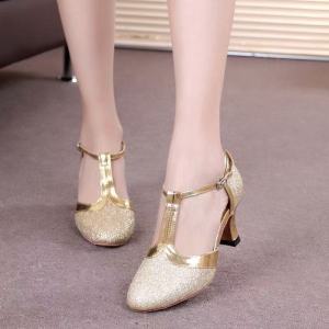 New Modern Professional Dancing Shoes For Women Ladies Closed Toe Tango Latin Dance Shoes Standard Waltz Ballroom Shoes High Heels