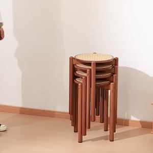 Bamboo Woven Small Stool Easy to Stack and Store