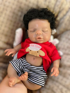 26cm Waterproof Dark Skin Solid Newborn Baby Girl With Rooted Black Hair 3D Paint Skin Full Body Silicone Lifelike Reborn Dolls