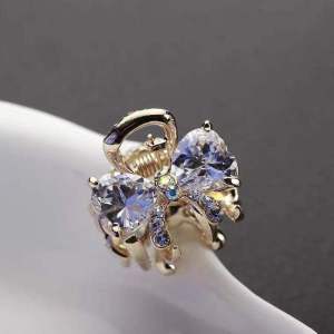 Elegant Mini Alloy Clip-On Hairpin with Crystal Bow Knot Stylish Korean Hair Accessories for Women