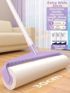 CHUSHE | Long-Handled Lint Roller Strong Adhesion Cat Hair Floor Dust Cleaning Tool